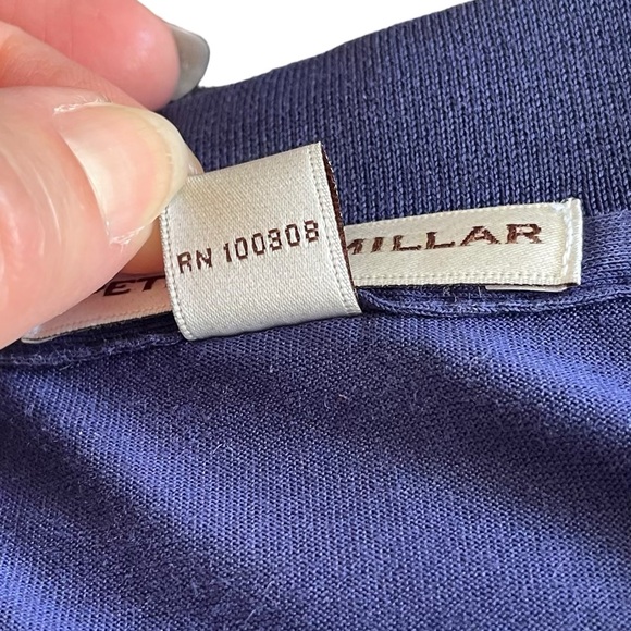 Men's Peter Millar Korea Blue Polo Shirt Golf Tee Medium 100% Cotton Hiking - Picture 5 of 8